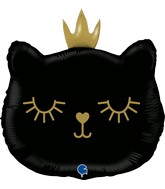26" Cat Princess Black Foil Balloon